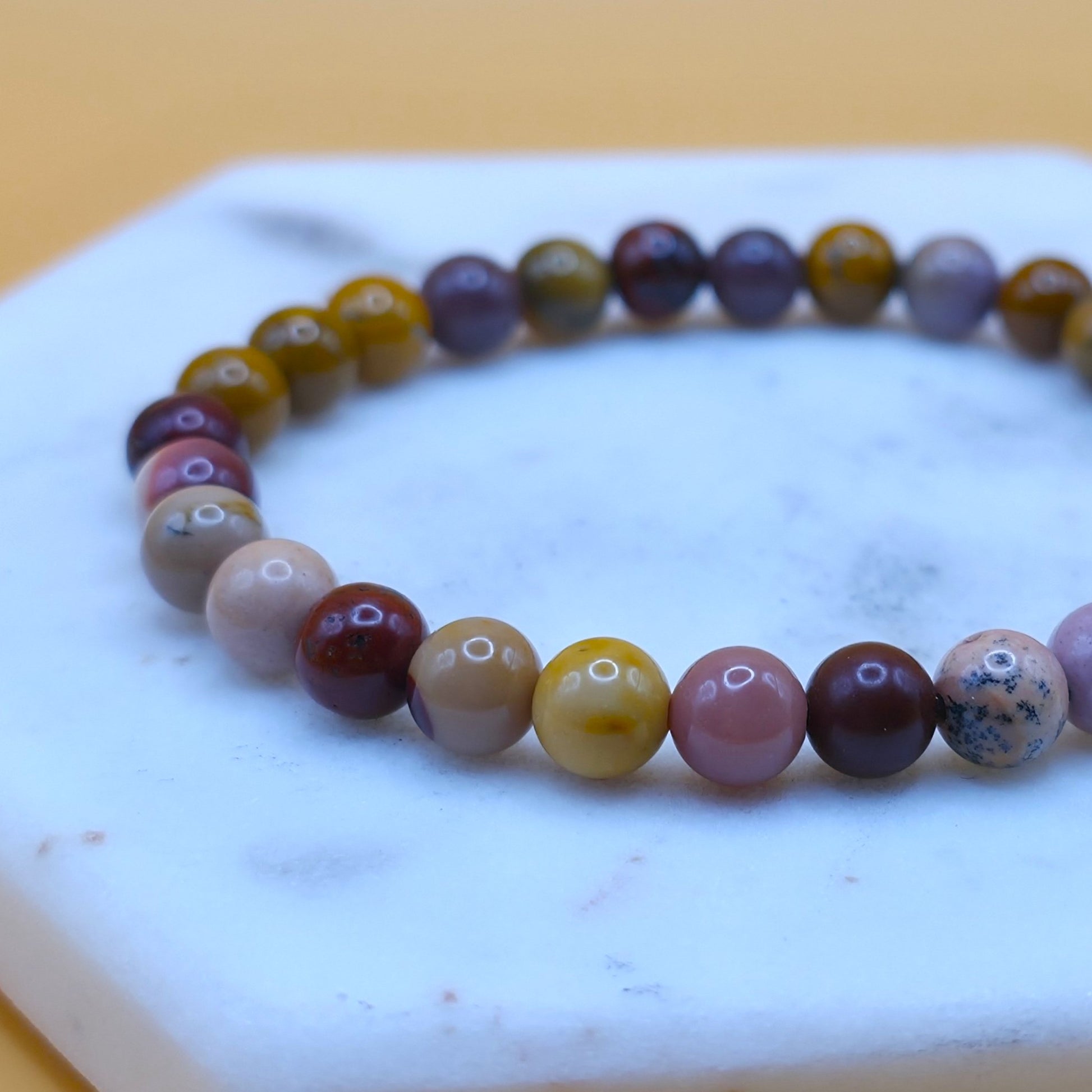 Handmade natural Mookaite beaded bracelet, 6mm beads