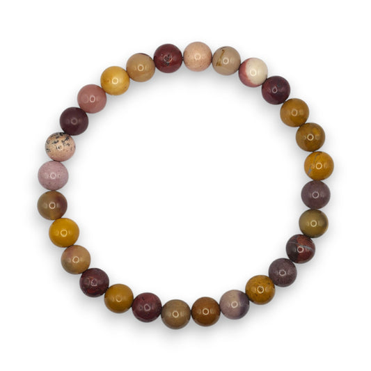 Handmade natural Mookaite beaded bracelet, 6mm beads
