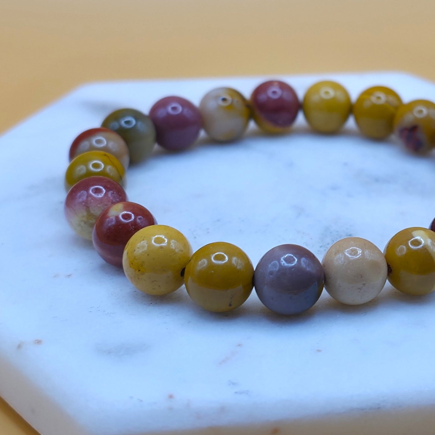 Handmade natural Mookaite beaded bracelet, 8mm beads